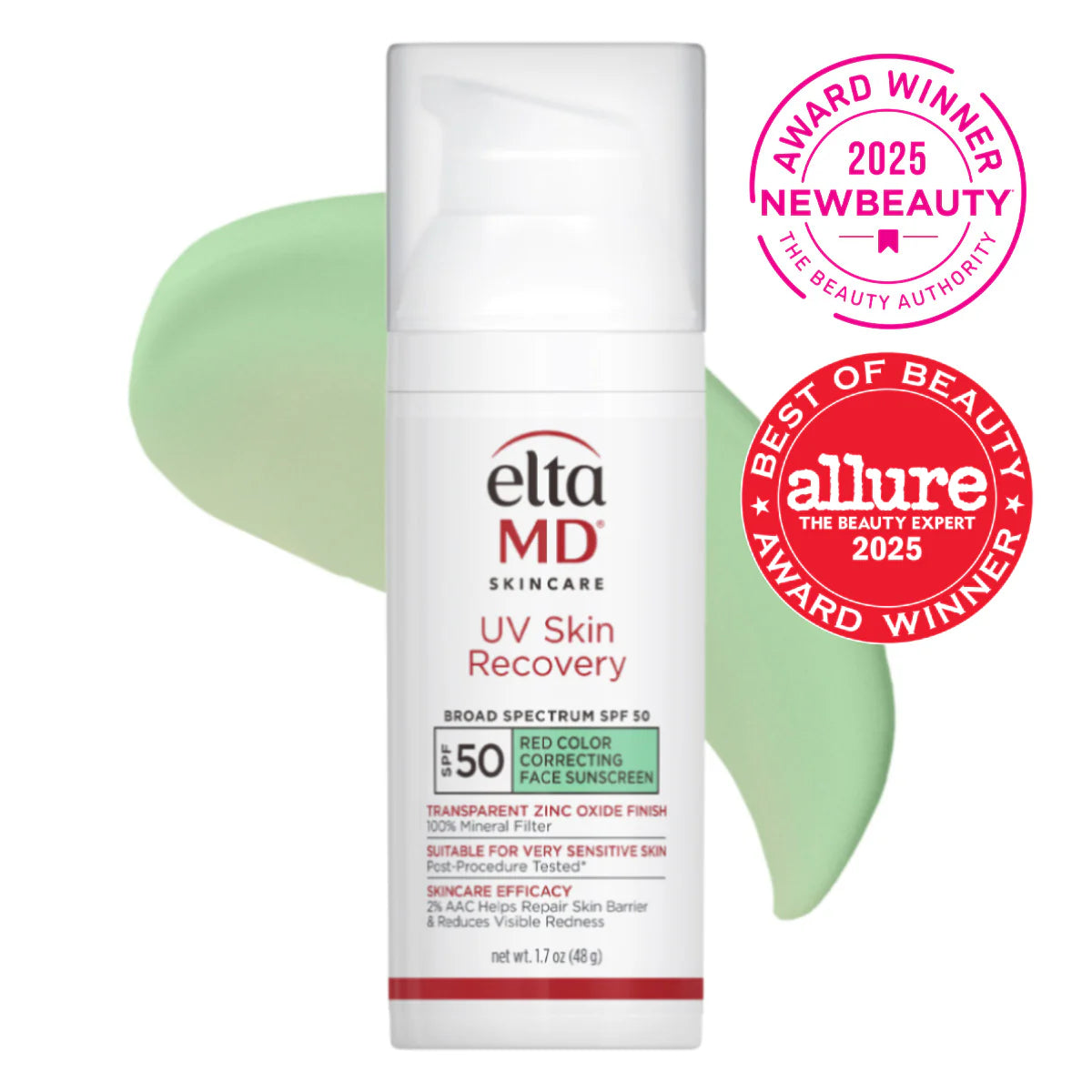 UV Skin Recovery Red Color Correcting Green Tint Broad Spectrum SPF 50